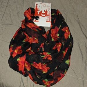 Bold Black and Red Floral Infinite Scarf